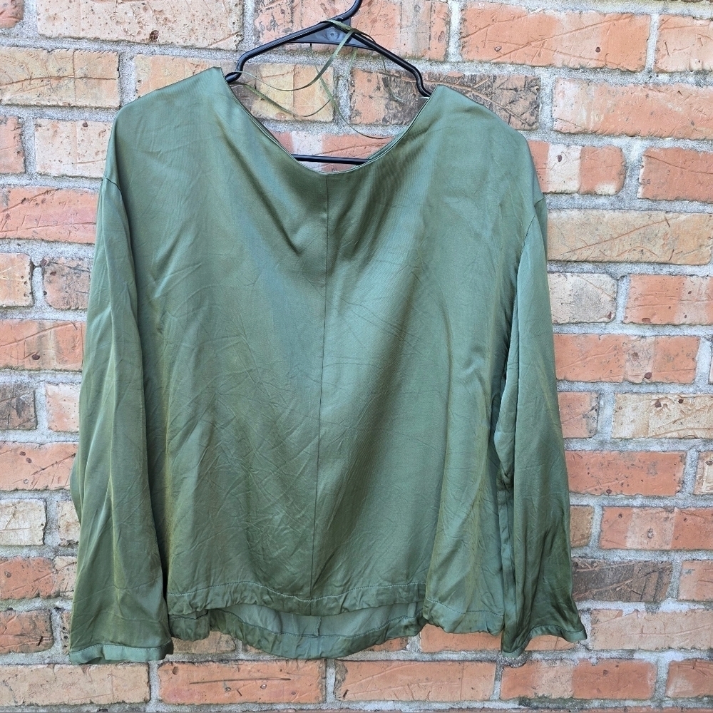 Zara Satin Olive Green Women's Blouse